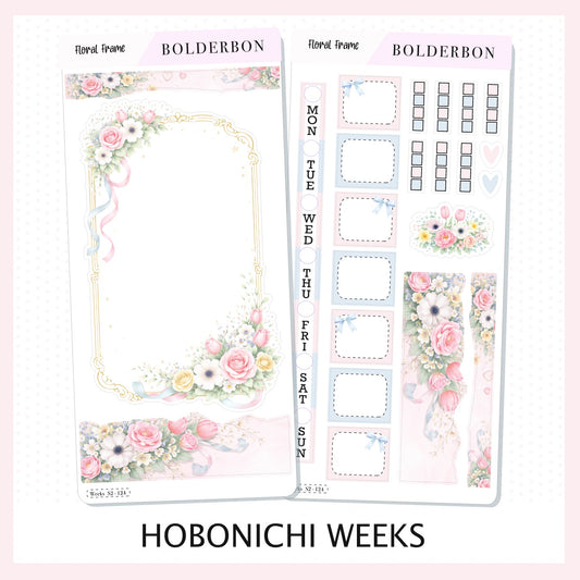 FLORAL FRAME || Pastel Spring Hobonichi Weeks Sticker Kit