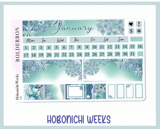 JANUARY Hobonichi Weeks || Monthly Planner Stickers, Midnight Frost, Winter