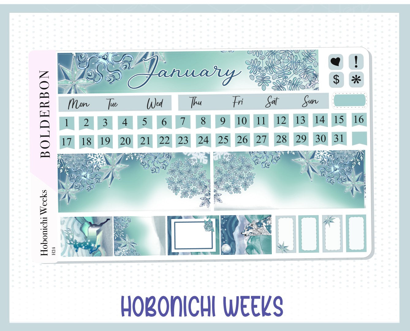 JANUARY Hobonichi Weeks || Monthly Planner Stickers, Midnight Frost, Winter