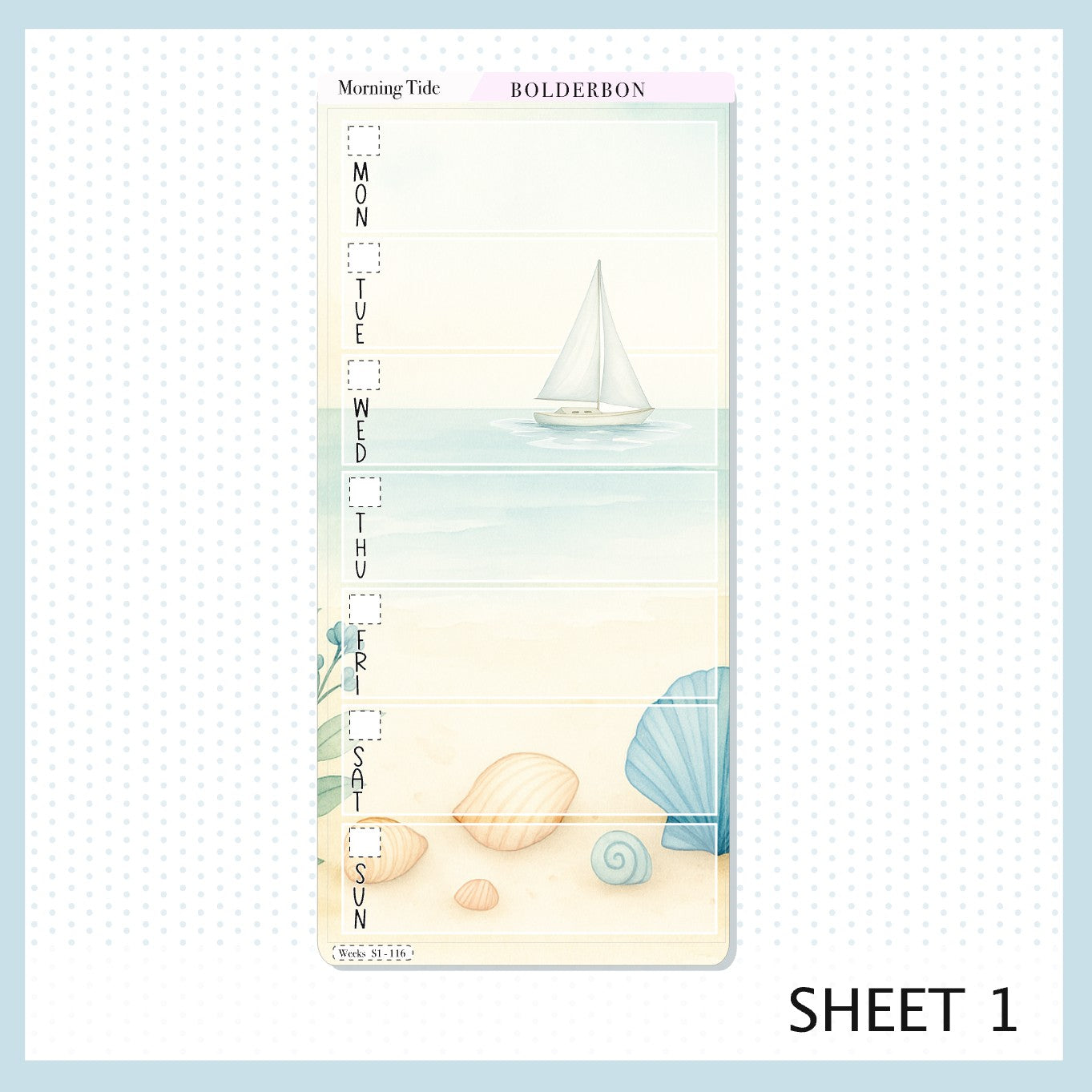 MORNING TIDE Hobonichi Weeks || Aesthetic Coastal Beach and Nautical Vibe Weekly Planner Sticker Kit
