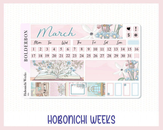 MARCH Hobonichi Weeks || Monthly Planner Stickers, Books, Bookish