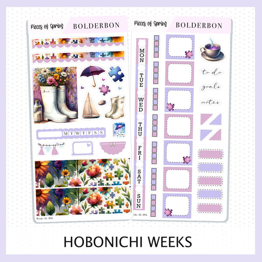 PIECES OF SPRING Hobonichi Weeks || Planner Sticker Kit