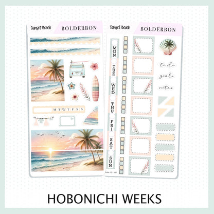 SUNSET BEACH Hobonichi Weeks || Planner Sticker Kit