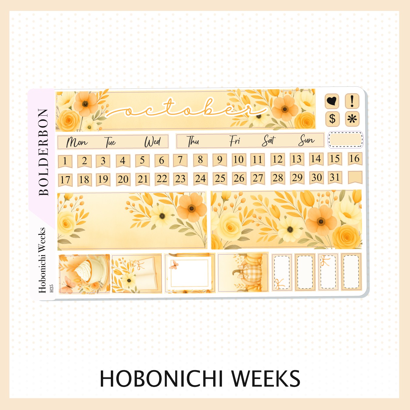 OCTOBER Hobonichi Weeks || Autumn Light Theme, Monthly Planner Stickers
