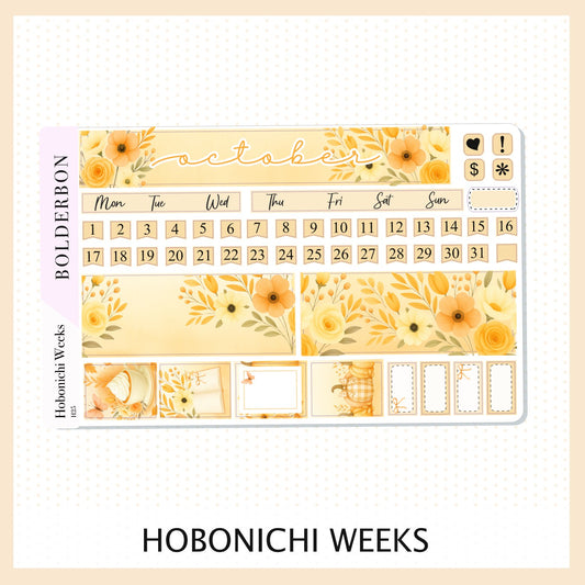 OCTOBER Hobonichi Weeks || Autumn Light Theme, Monthly Planner Stickers