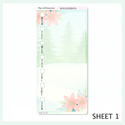 PINES & POINSETTIAS Hobonichi Weeks || Festive Floral Planner Stickers, Pastel Holiday Aesthetic Vibe