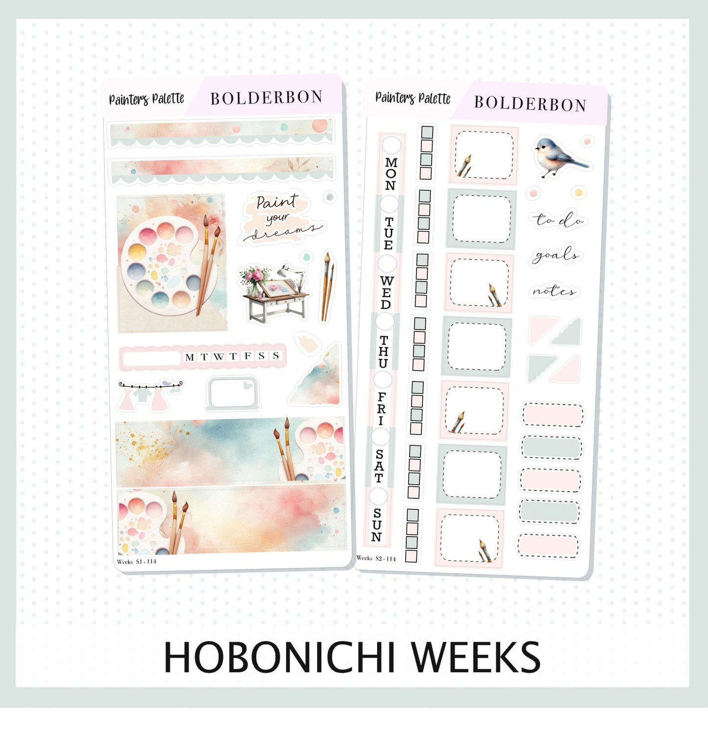 PAINTER'S PALETTE Hobonichi Weeks || Watercolor Art Pastel Weekly Planner Sticker Kit