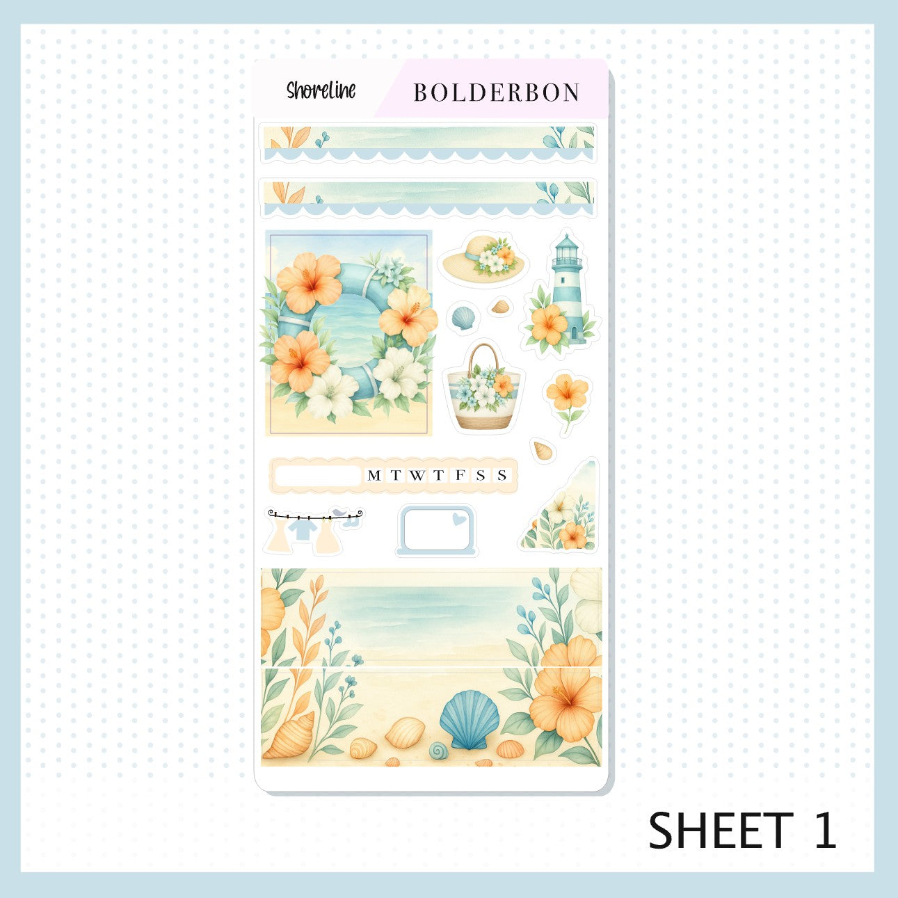 SHORELINE Hobonichi Weeks || Aesthetic Coastal Beach and Nautical Vibe Weekly Planner Sticker Kit