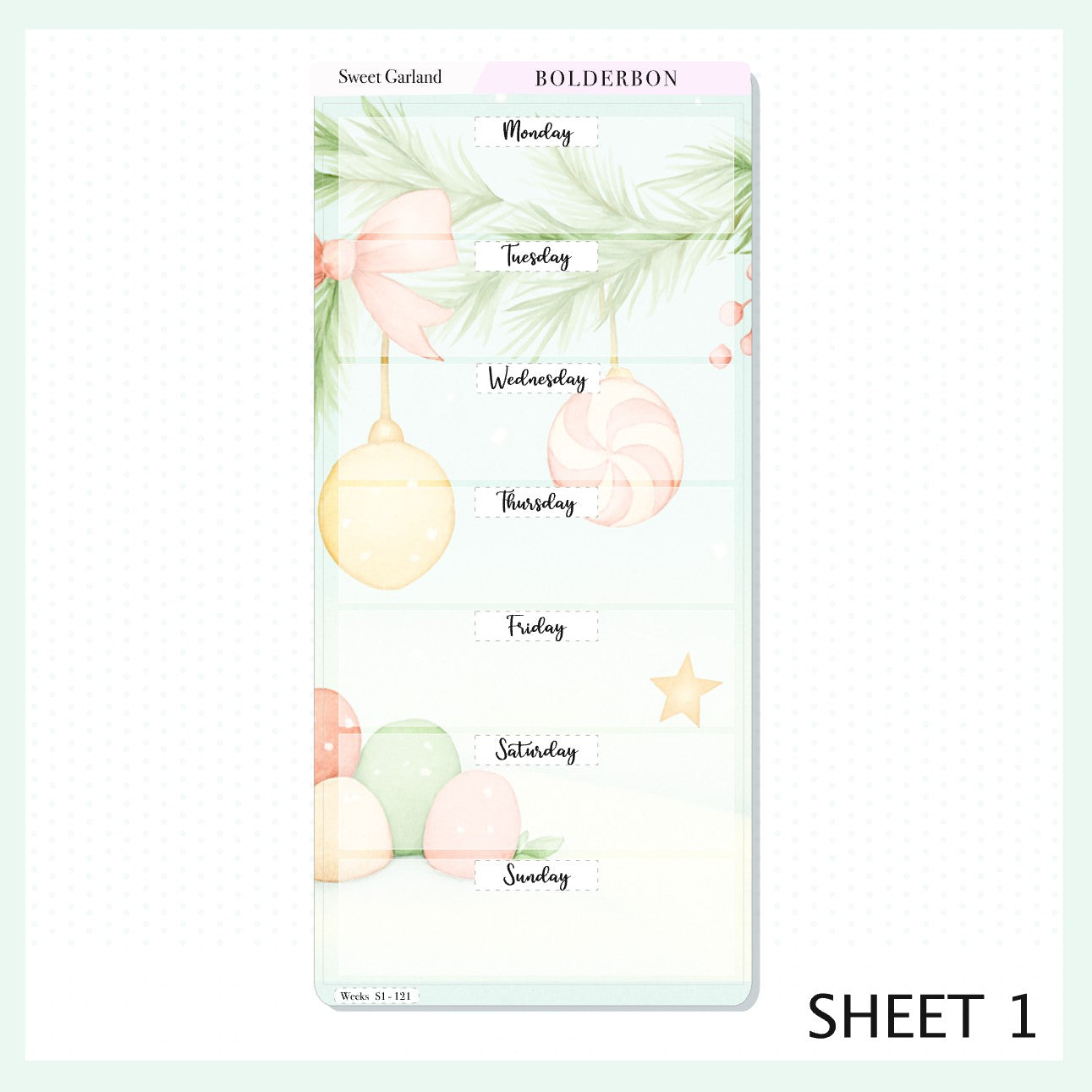 SWEET GARLAND Hobonichi Weeks || Festive Floral Planner Stickers, Pastel Holiday Aesthetic Vibe
