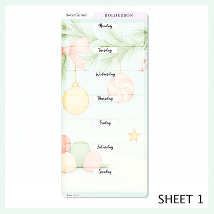 SWEET GARLAND Hobonichi Weeks || Festive Floral Planner Stickers, Pastel Holiday Aesthetic Vibe