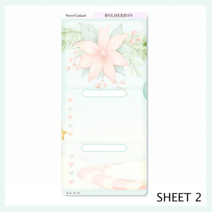 SWEET GARLAND Hobonichi Weeks || Festive Floral Planner Stickers, Pastel Holiday Aesthetic Vibe