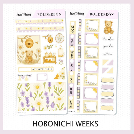 SWEET HONEY Hobonichi Weeks || Bees, Florals & Cozy Farmhouse Vibe, Weekly Planner Sticker Kit