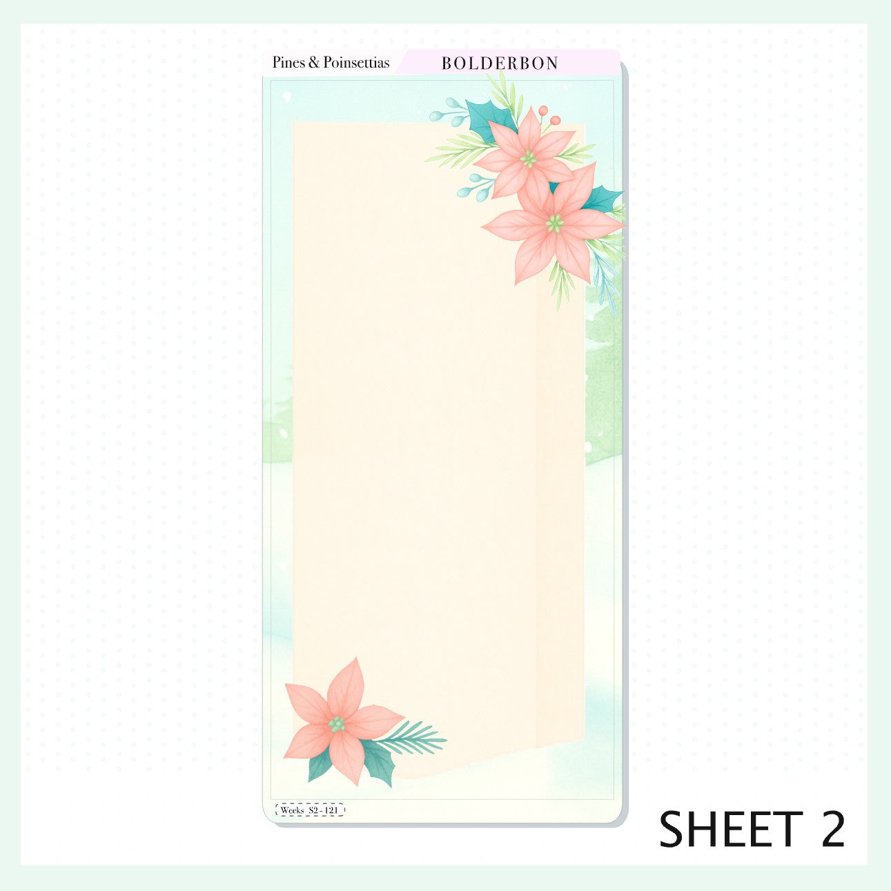 PINES & POINSETTIAS Hobonichi Weeks || Festive Floral Planner Stickers, Pastel Holiday Aesthetic Vibe