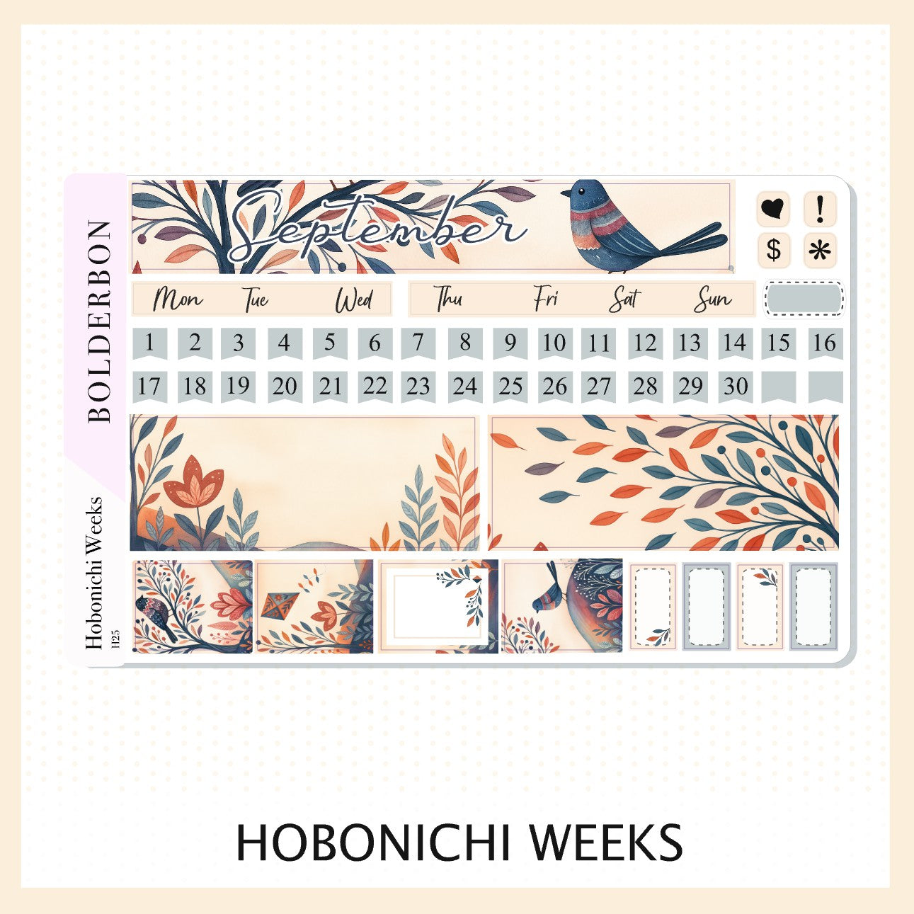 SEPTEMBER Hobonichi Weeks || Windsong Theme, Monthly Planner Stickers