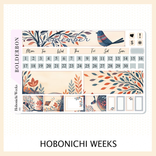 SEPTEMBER Hobonichi Weeks || Windsong Theme, Monthly Planner Stickers