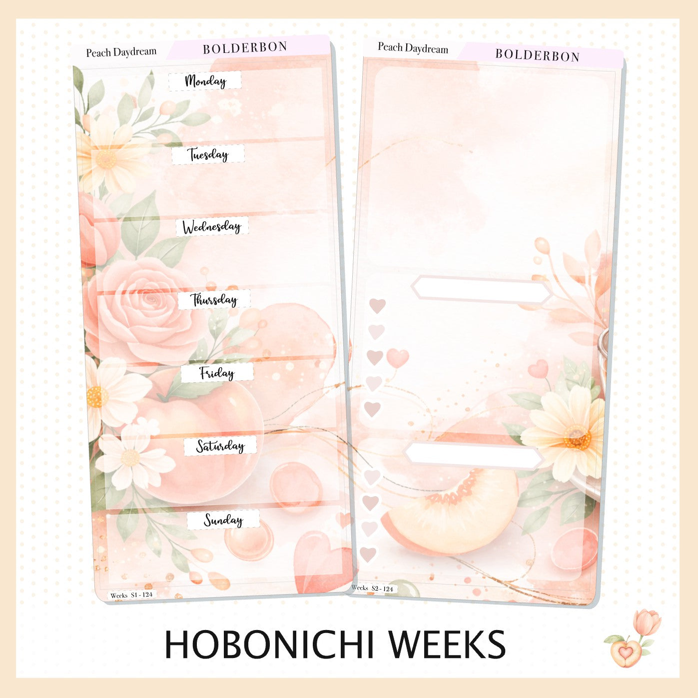 PEACH DAYDREAM || Hobonichi Weeks Sticker Kit