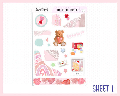 SWEET LOVE Journal Sticker Kit || Love Stickers, Valentine's Stickers, Journaling Stickers, Book Stickers