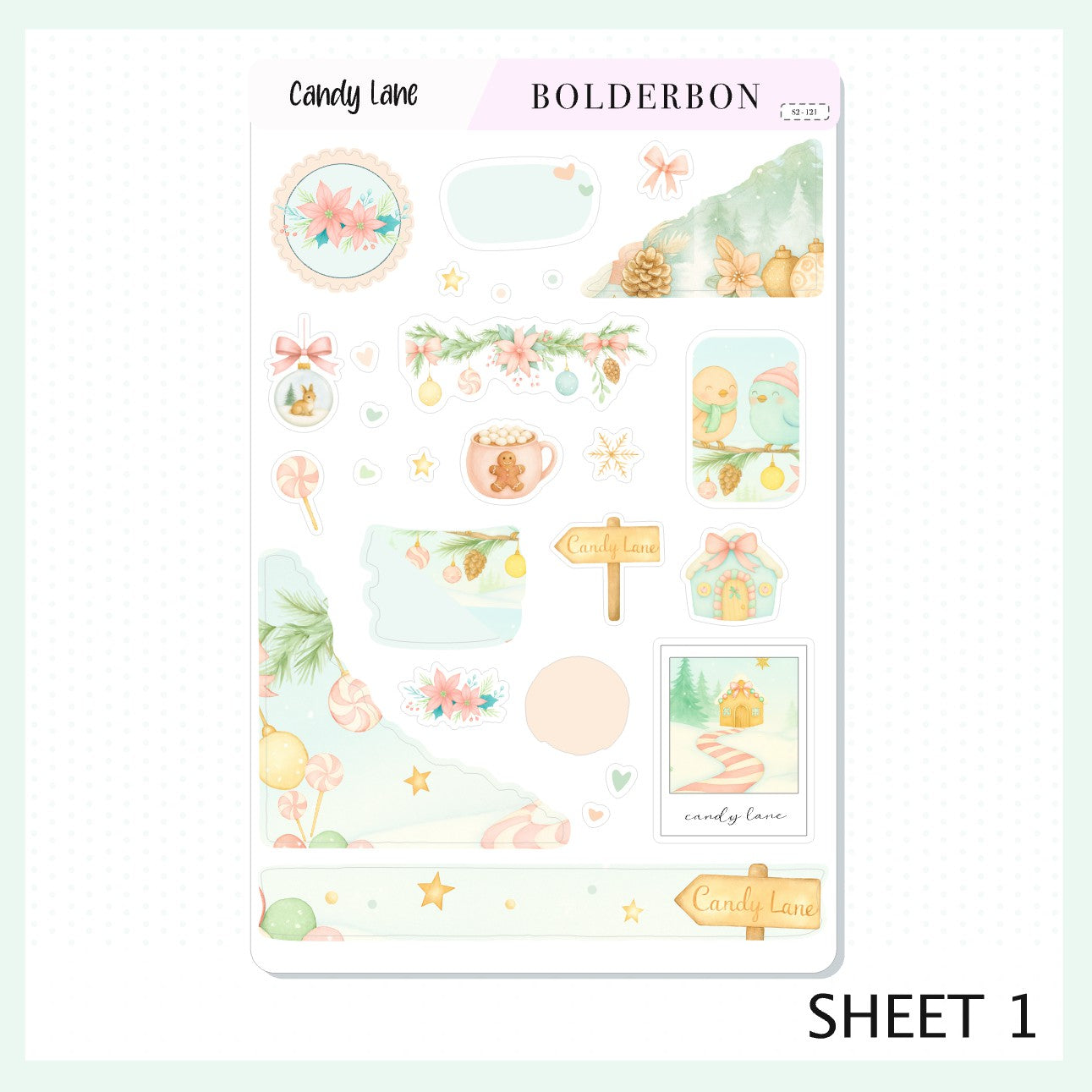 CANDY LANE || Journal Sticker Kit, Festive Christmas Planner Stickers, Holiday Pastel Vibe