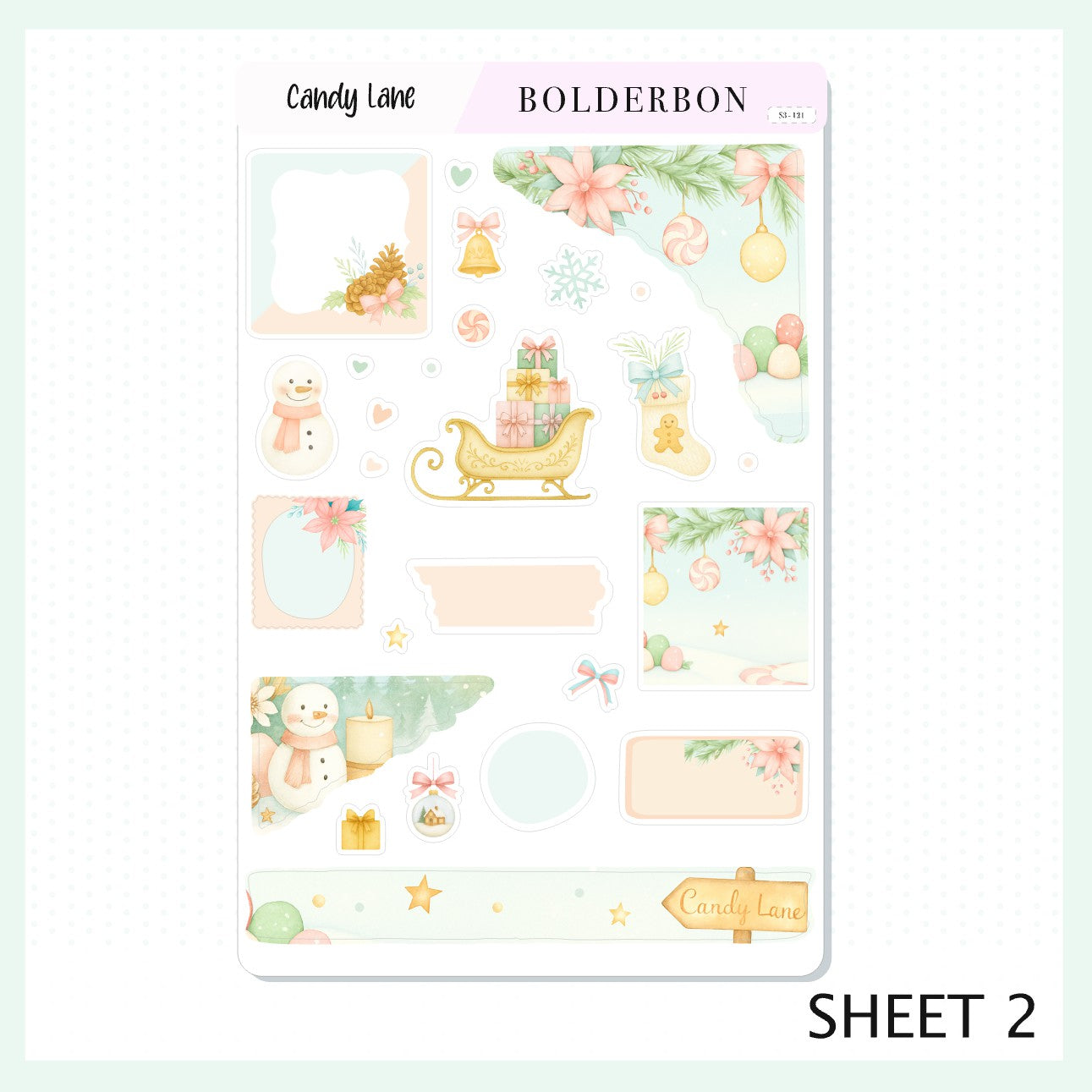 CANDY LANE || Journal Sticker Kit, Festive Christmas Planner Stickers, Holiday Pastel Vibe
