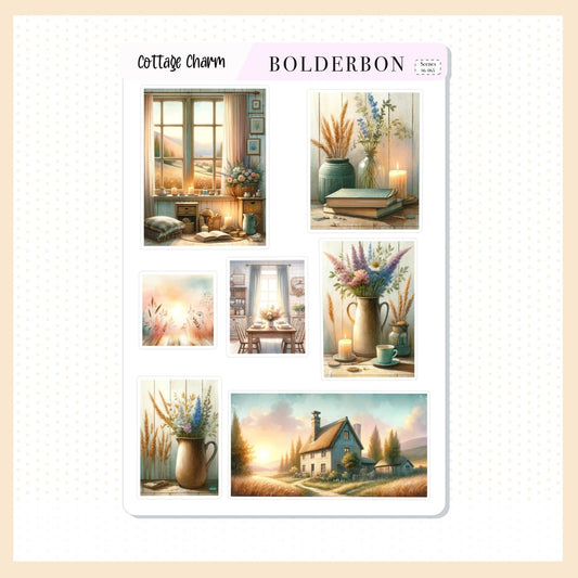 Decorative Scene Journal Stickers || Cottage Charm