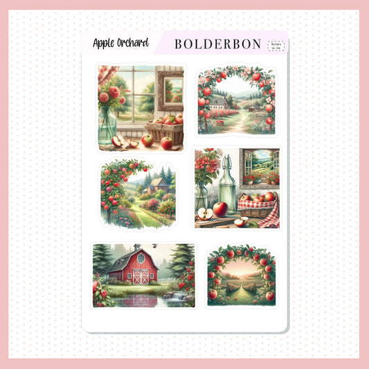 Decorative Scene Journal Stickers || APPLE ORCHARD