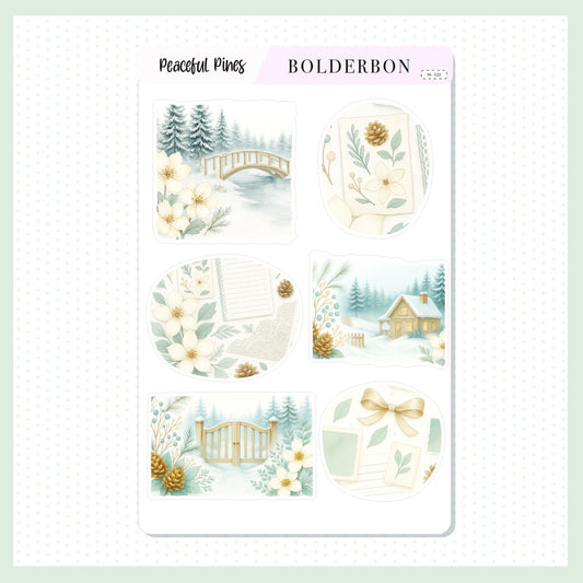 PEACEFUL PINES || Decorative Scene Journal Stickers