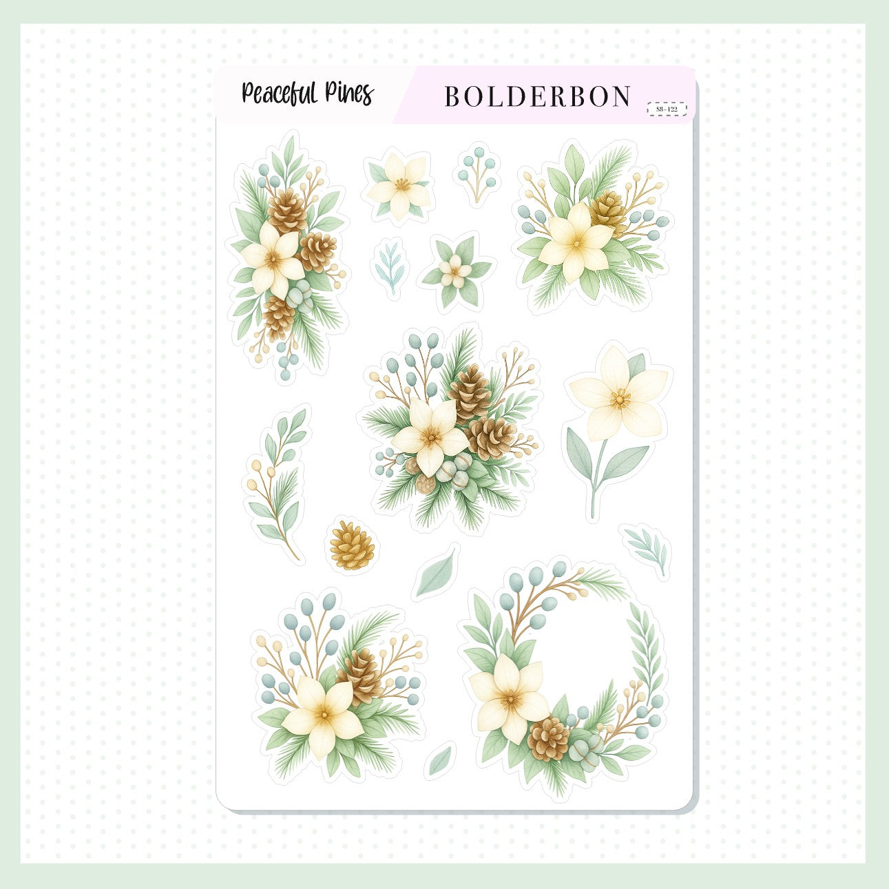 PEACEFUL PINES || Winter Floral Sticker Sheet
