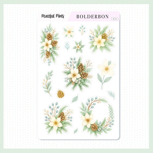PEACEFUL PINES || Winter Floral Sticker Sheet