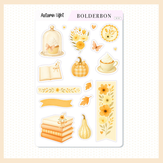 AUTUMN LIGHT Decorative Sticker Sheet || Cozy Fall Floral Planner Stickers, Aesthetic Vibe, Journal, Journaling Stickers