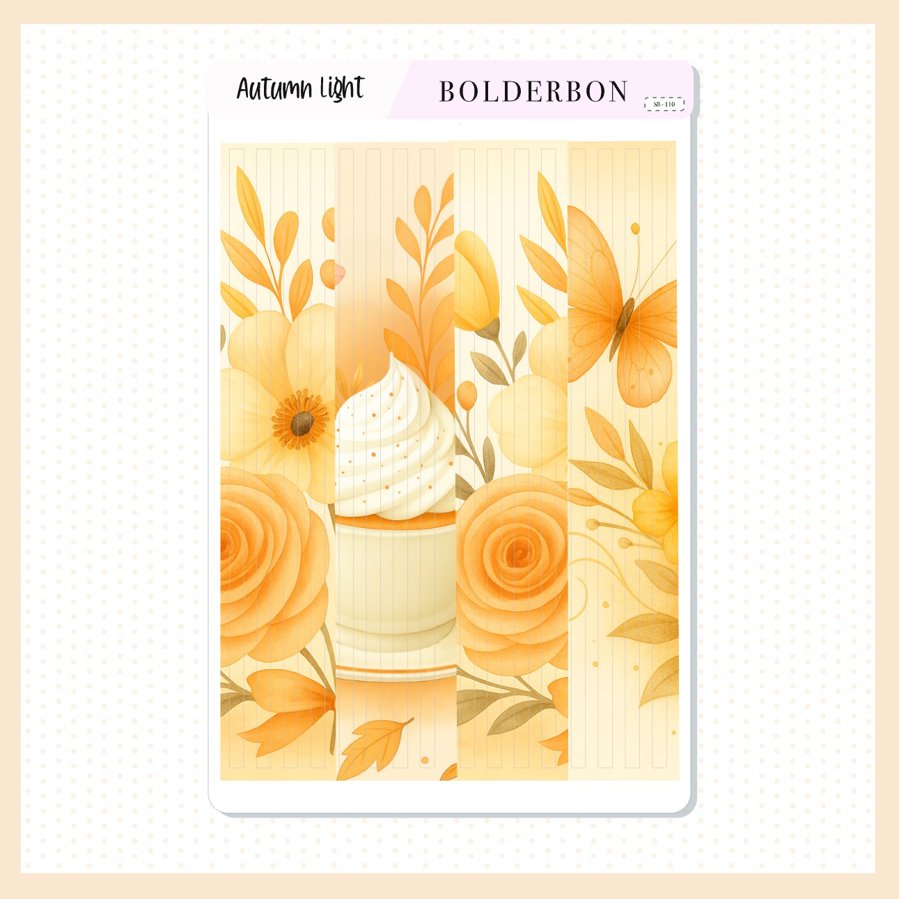 AUTUMN LIGHT Thin Washi Sticker Strips || Cozy Fall Floral Planner Stickers, Aesthetic Vibe, Journal, Journaling Stickers
