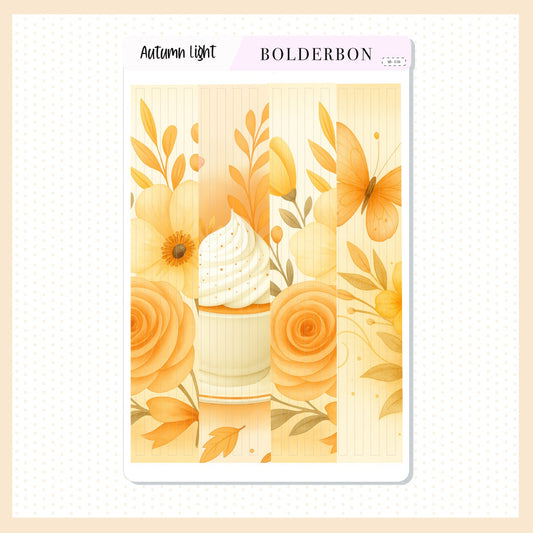 AUTUMN LIGHT Thin Washi Sticker Strips || Cozy Fall Floral Planner Stickers, Aesthetic Vibe, Journal, Journaling Stickers