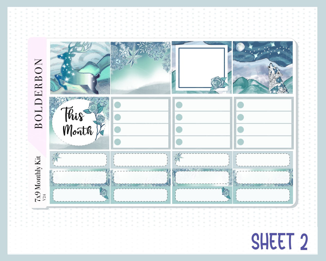 JANUARY 7x9 Monthly Sticker Kit || Midnight Frost, Winter, Snowflakes
