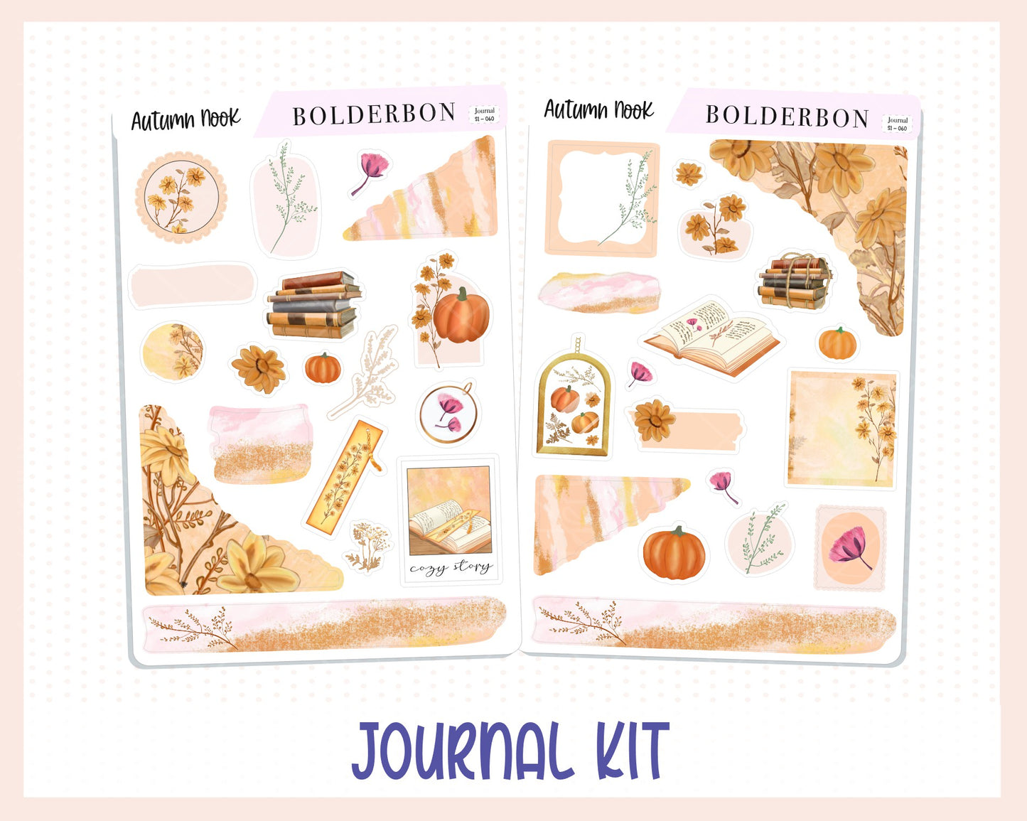 AUTUMN NOOK Journal Sticker Kit || Fall Stickers, Autumn Stickers, Pumpkin Stickers, Journaling Stickers, Book Stickers