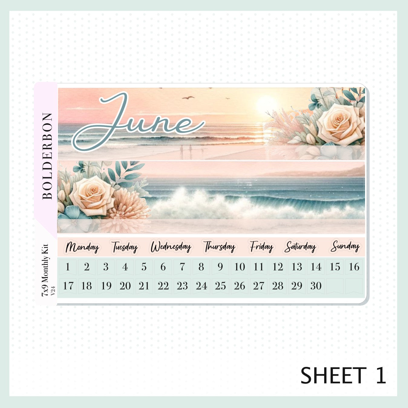 JUNE 7x9 Monthly Sticker Kit || Sunset Beach – Bolderbon