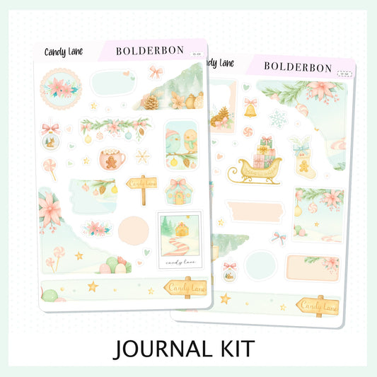 CANDY LANE || Journal Sticker Kit, Festive Christmas Planner Stickers, Holiday Pastel Vibe