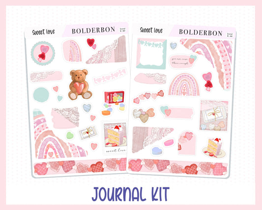 SWEET LOVE Journal Sticker Kit || Love Stickers, Valentine's Stickers, Journaling Stickers, Book Stickers