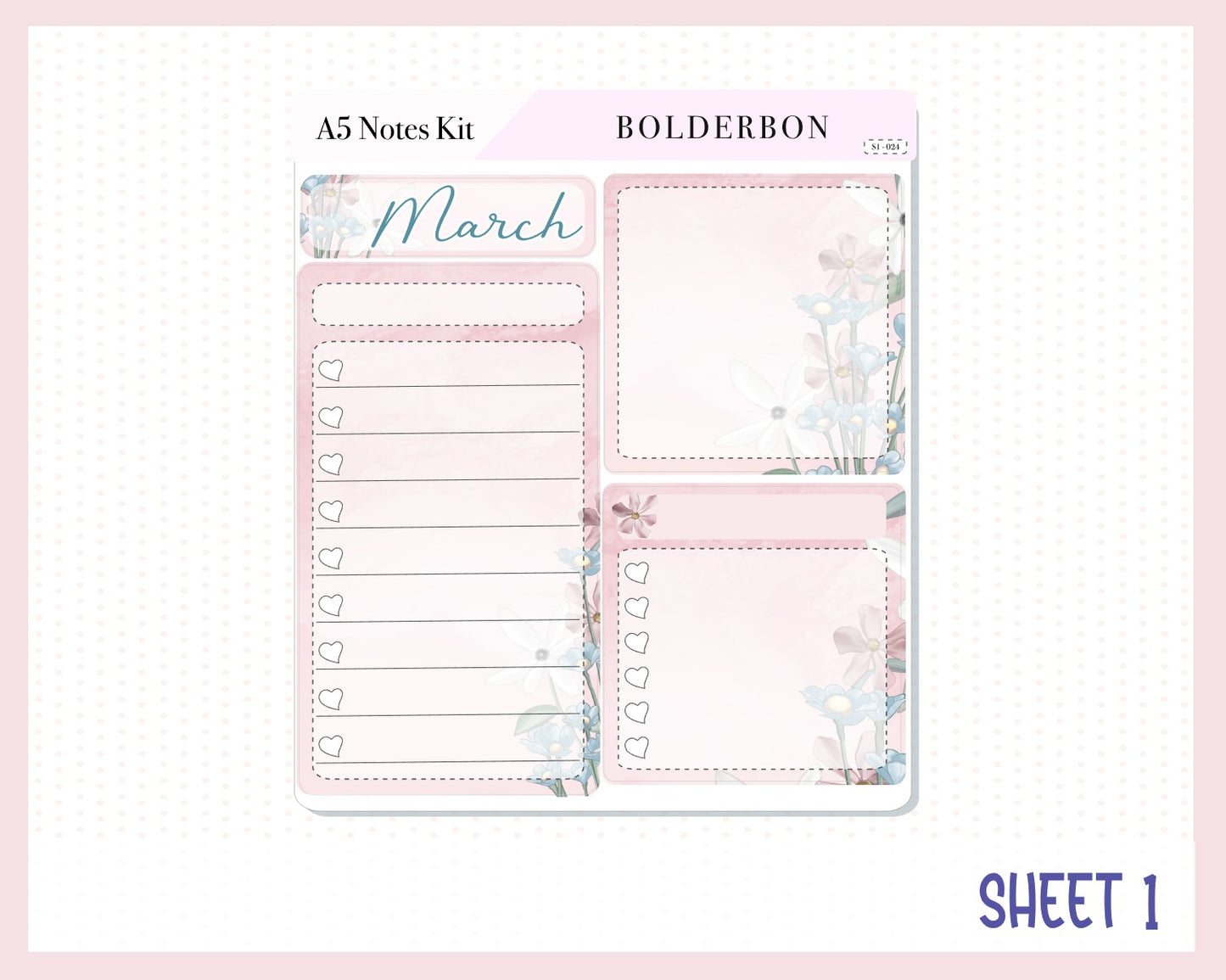 MARCH - A5 NOTES KIT || Compact Vertical, A5 Daily Duo, A5 Horizontal, Planner Stickers