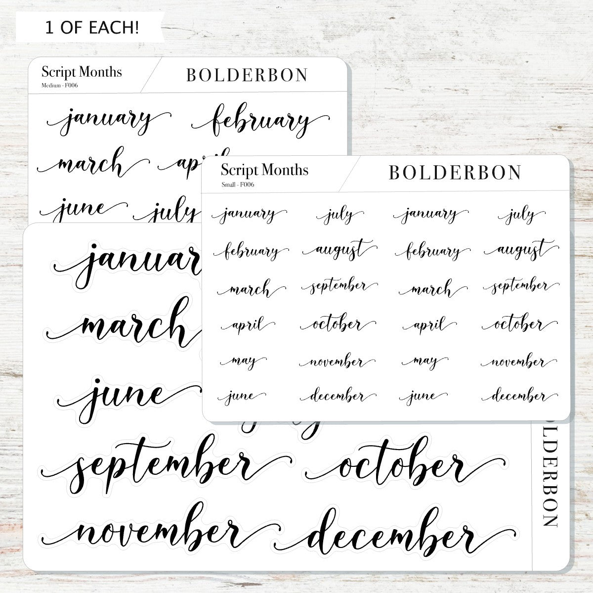 SCRIPT MONTH Planner Stickers || Flourish, Minimal, Neutral, Header, Monthly, Planner, Handlettering, Calendar, Cursive