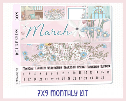 MARCH 7x9 Monthly Sticker Kit || Book, Bookish Stickers