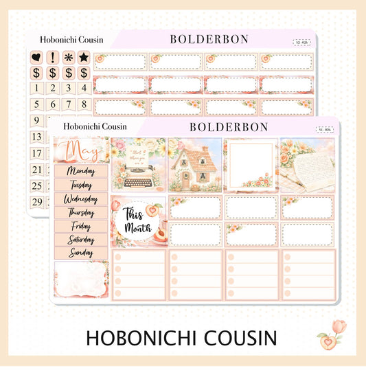 MAY Hobonichi Cousin and A5 Day Free|| Peach Blossom, Monthly Planner Sticker Kit