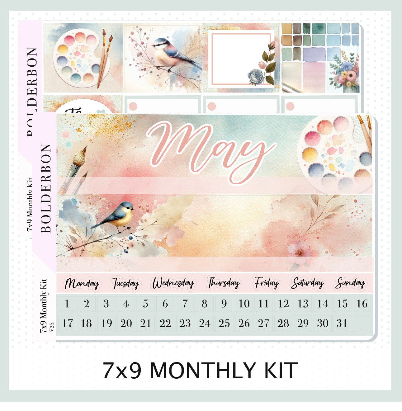 Mointhly Color Code Sticker MAY 7x9 Monthly Sticker Kit || Painter's Palette Art Theme – Bolderbon
