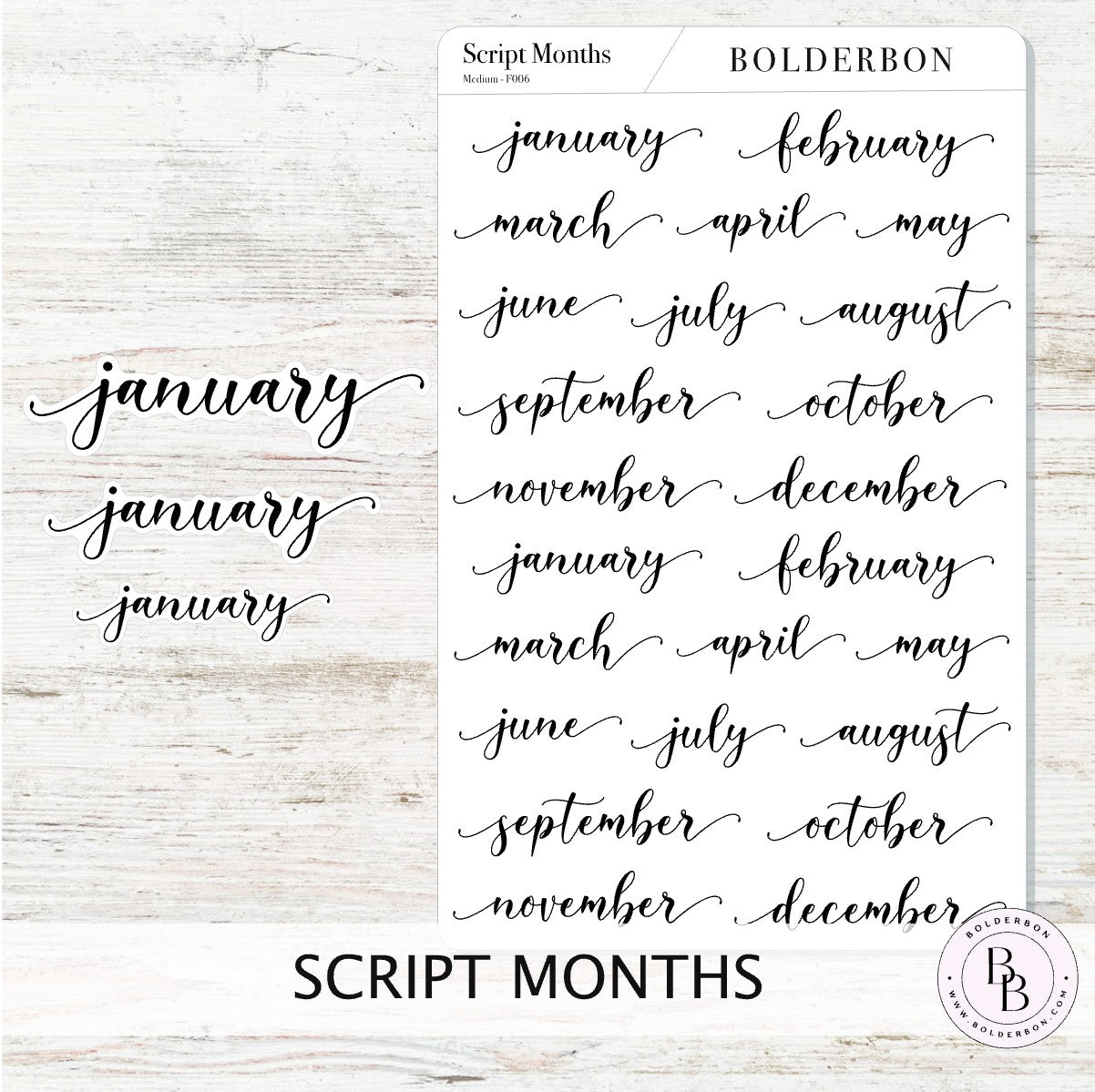 SCRIPT MONTH Planner Stickers || Flourish, Minimal, Neutral, Header, Monthly, Planner, Handlettering, Calendar, Cursive