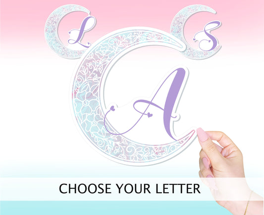 FLORAL MOON MONOGRAM || Vinyl Stickers