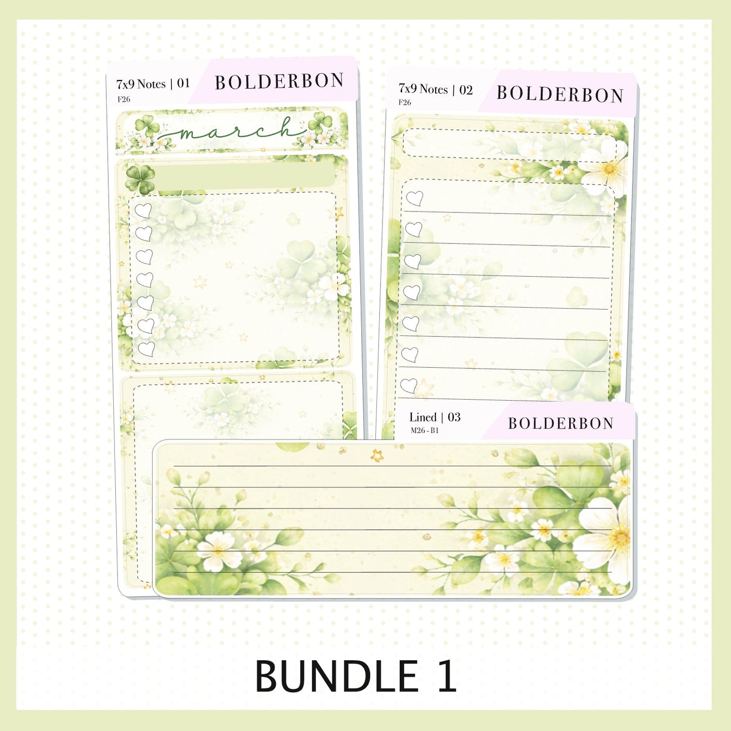 MARCH 7x9 Notes Kit || Planner Sticker Kit for Erin Condren Planners, Lucky Chapter