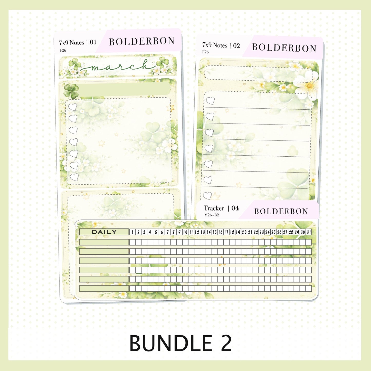 MARCH 7x9 Notes Kit || Planner Sticker Kit for Erin Condren Planners, Lucky Chapter
