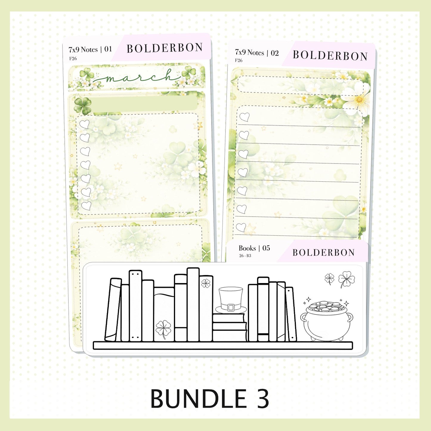 MARCH 7x9 Notes Kit || Planner Sticker Kit for Erin Condren Planners, Lucky Chapter