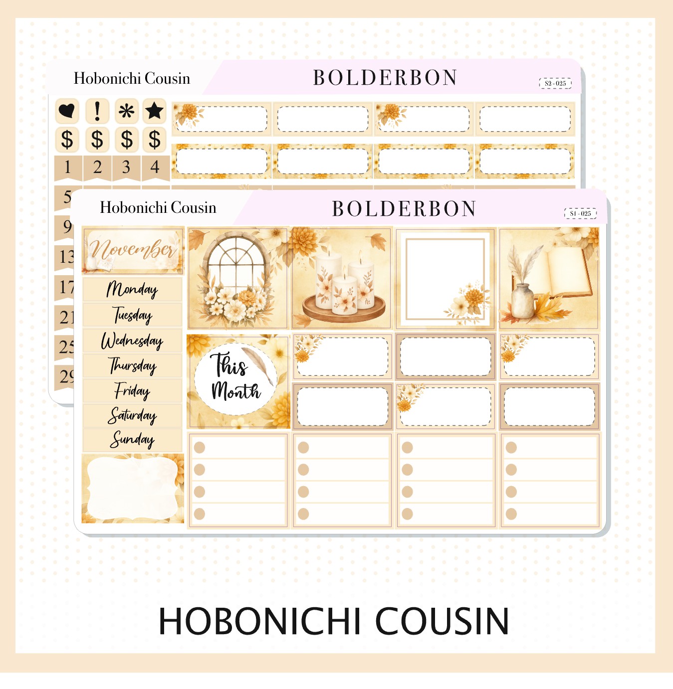 NOVEMBER Hobonichi Cousin and A5 Day Free || Cozy Fall Floral Planner Stickers, Autumn Aesthetic Vibe