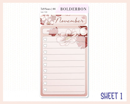 NOVEMBER 7x9 Notes Kit || Planner Sticker Kit for Erin Condren Dashboard