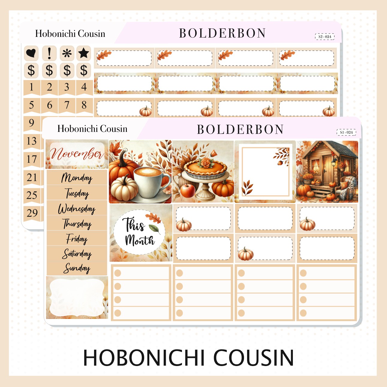 NOVEMBER Hobonichi Cousin and A5 Day Free || Monthly Planner Sticker Kit
