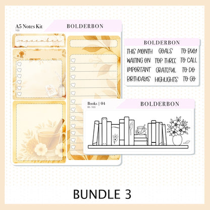NOVEMBER A5 Notes Kit || New Layout 2025/2026, Planner Sticker Kit for Erin Condren Planners, Fall View Theme